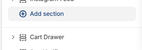 Theme editor left sidebar showing the Add section button
