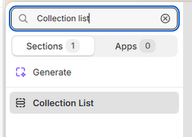 Section picker showing the Collection List option
