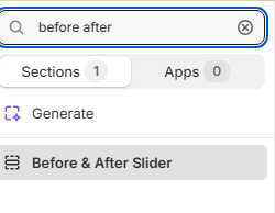 Section picker showing the Before & After option