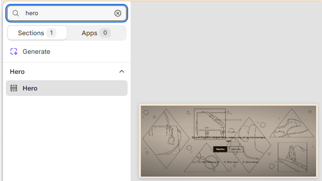 Theme editor left sidebar showing the Add section button