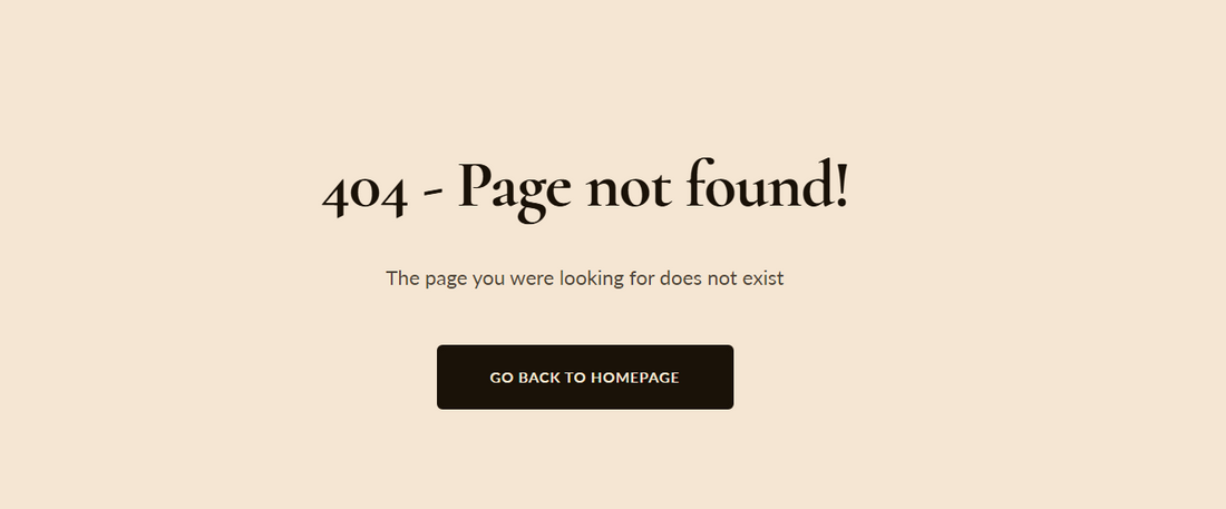 404 page preview showing a large 404 illustration, friendly message, search bar, and a button to return to the homepage